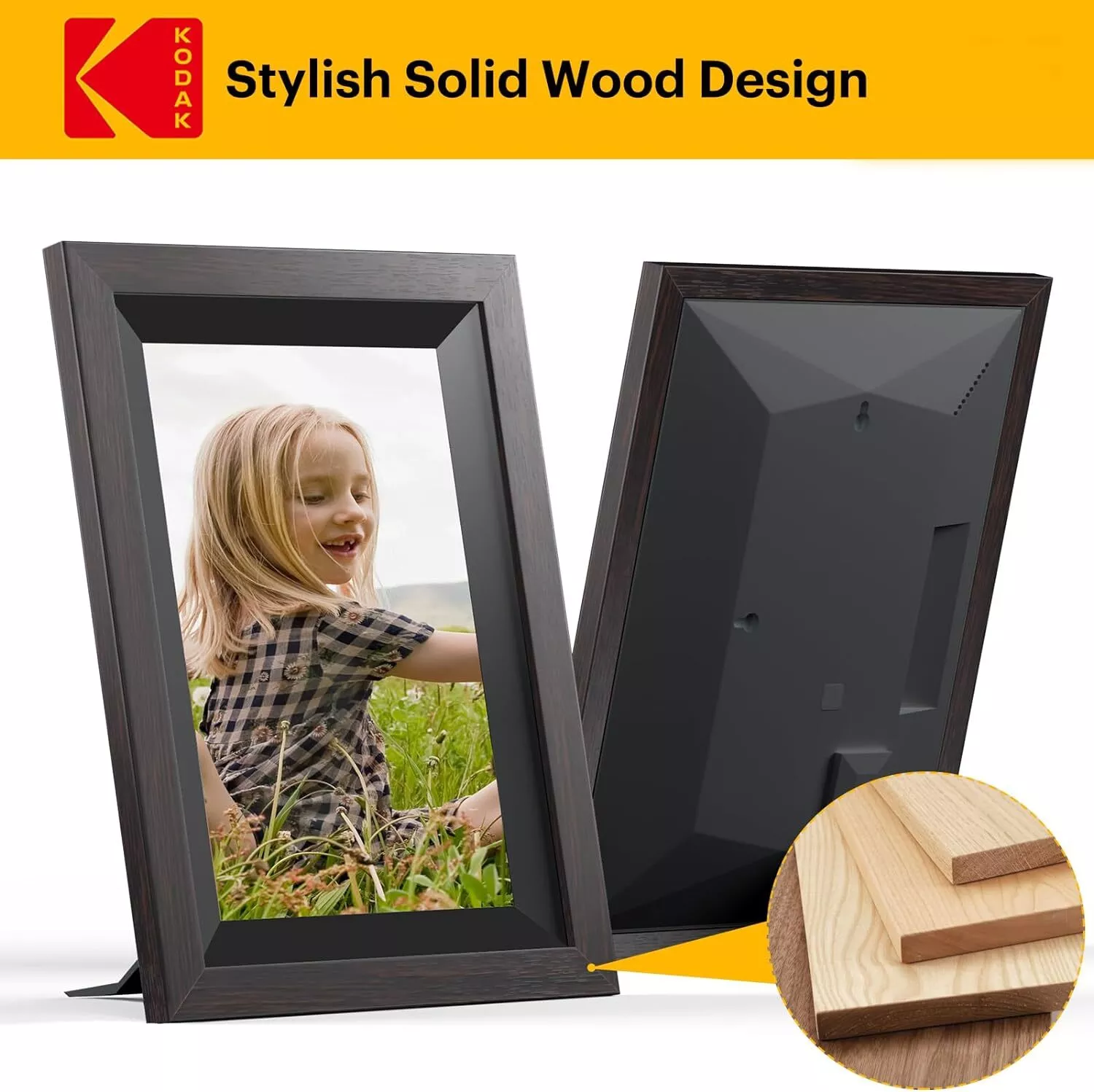 Kodak Wooden Digital Photo Frame 10.1‘’ HD IPS Touchscreen 1012w