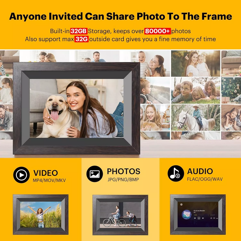 Kodak Wooden Digital Photo Frame 10.1‘’ HD IPS Touchscreen 1012w