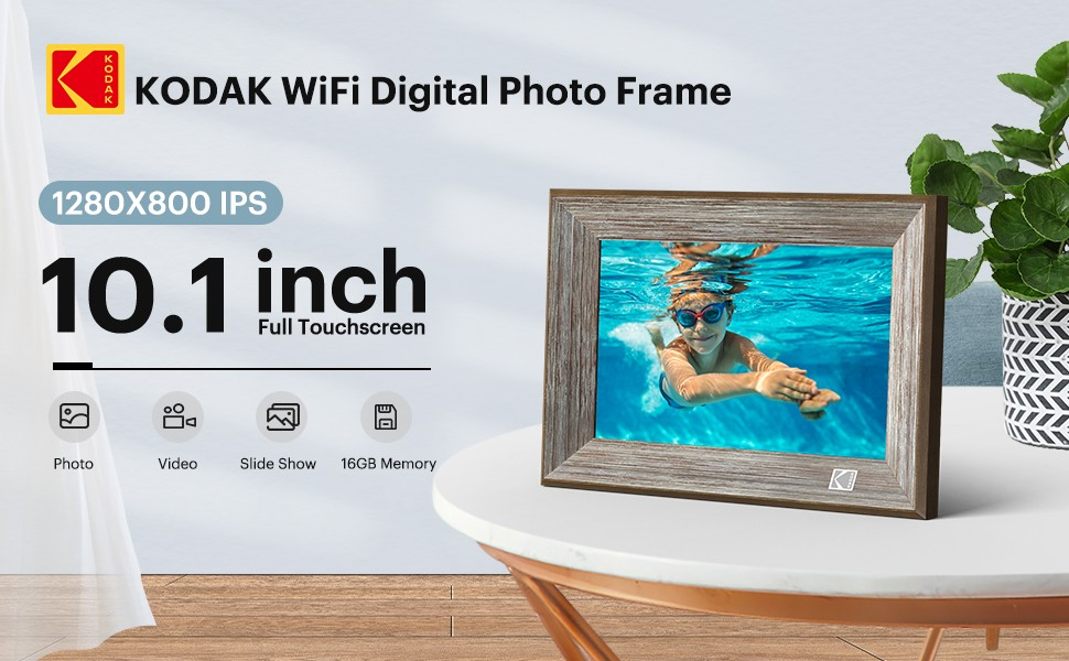 Kodak RCF-1013W 10” Wi-Fi Classic Digital Photo Wooden Frame