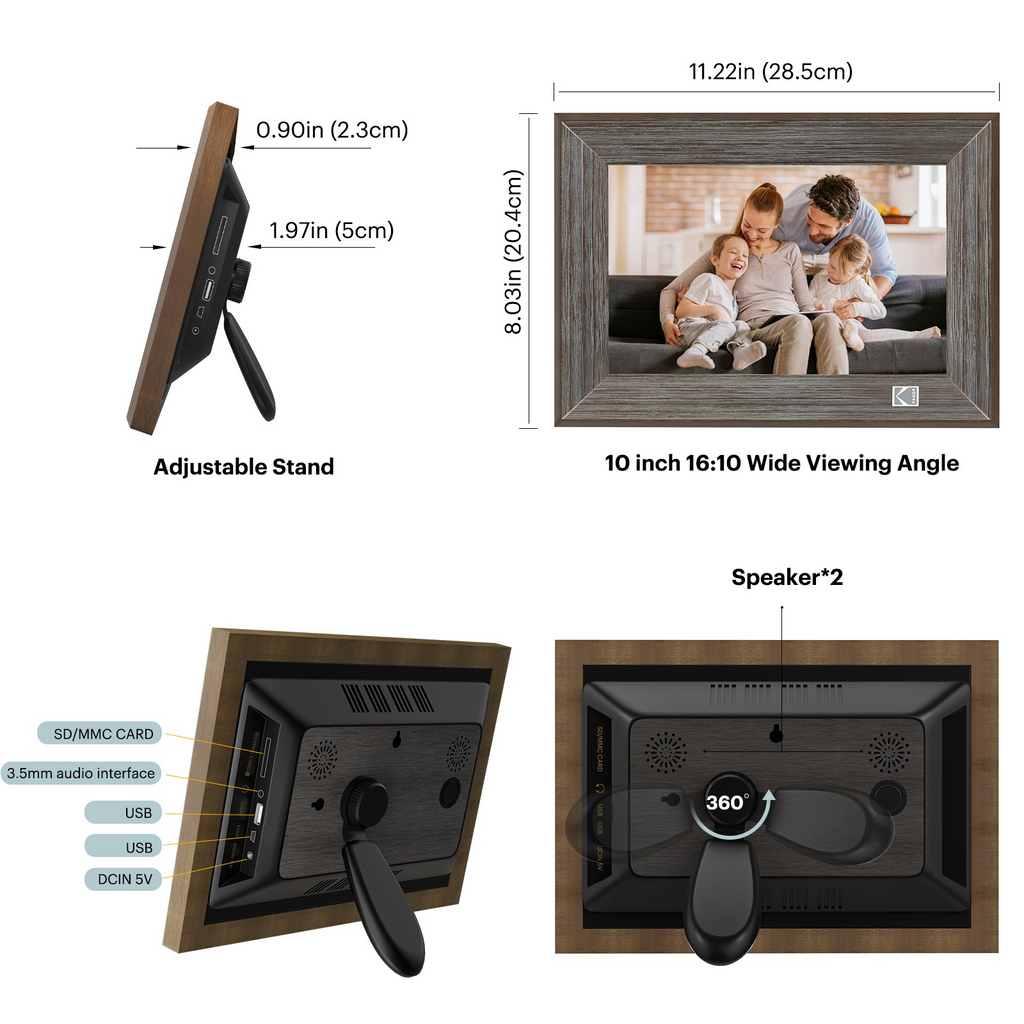Kodak RCF-1013W 10” Wi-Fi Classic Digital Photo Wooden Frame