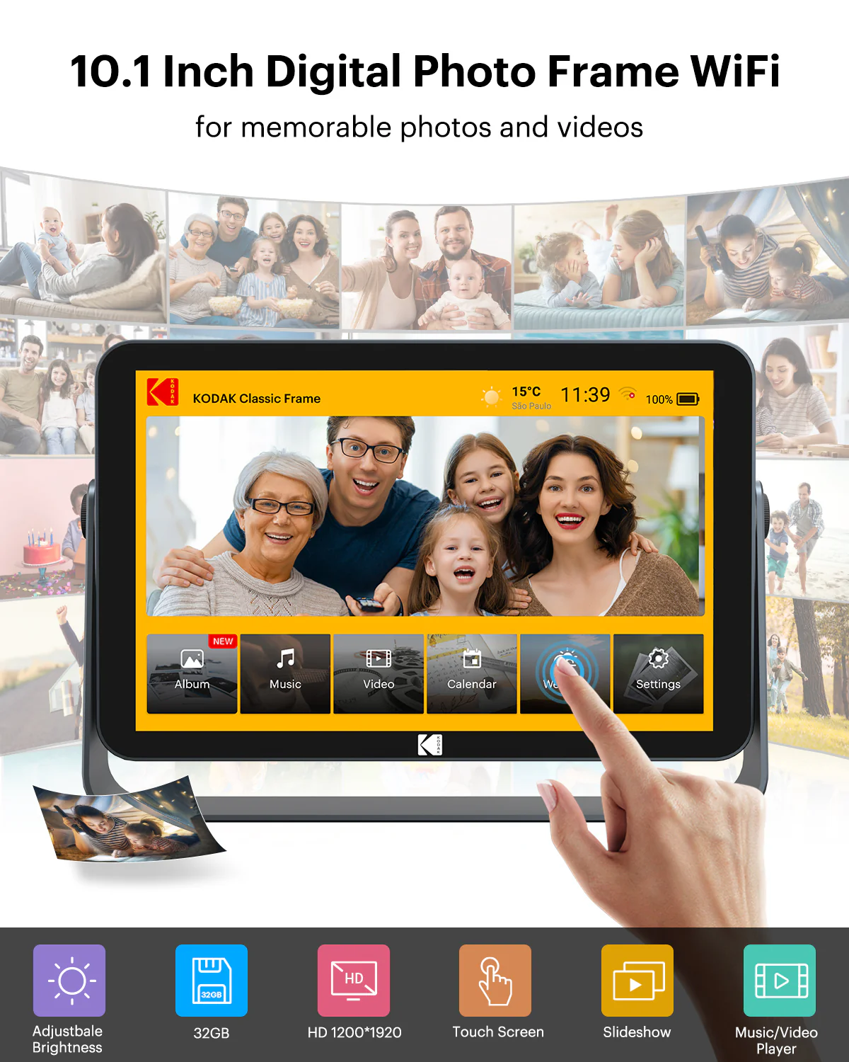 Digital Photo Frame Kodak RWF-109V Wifi - 32GB Internal Memory