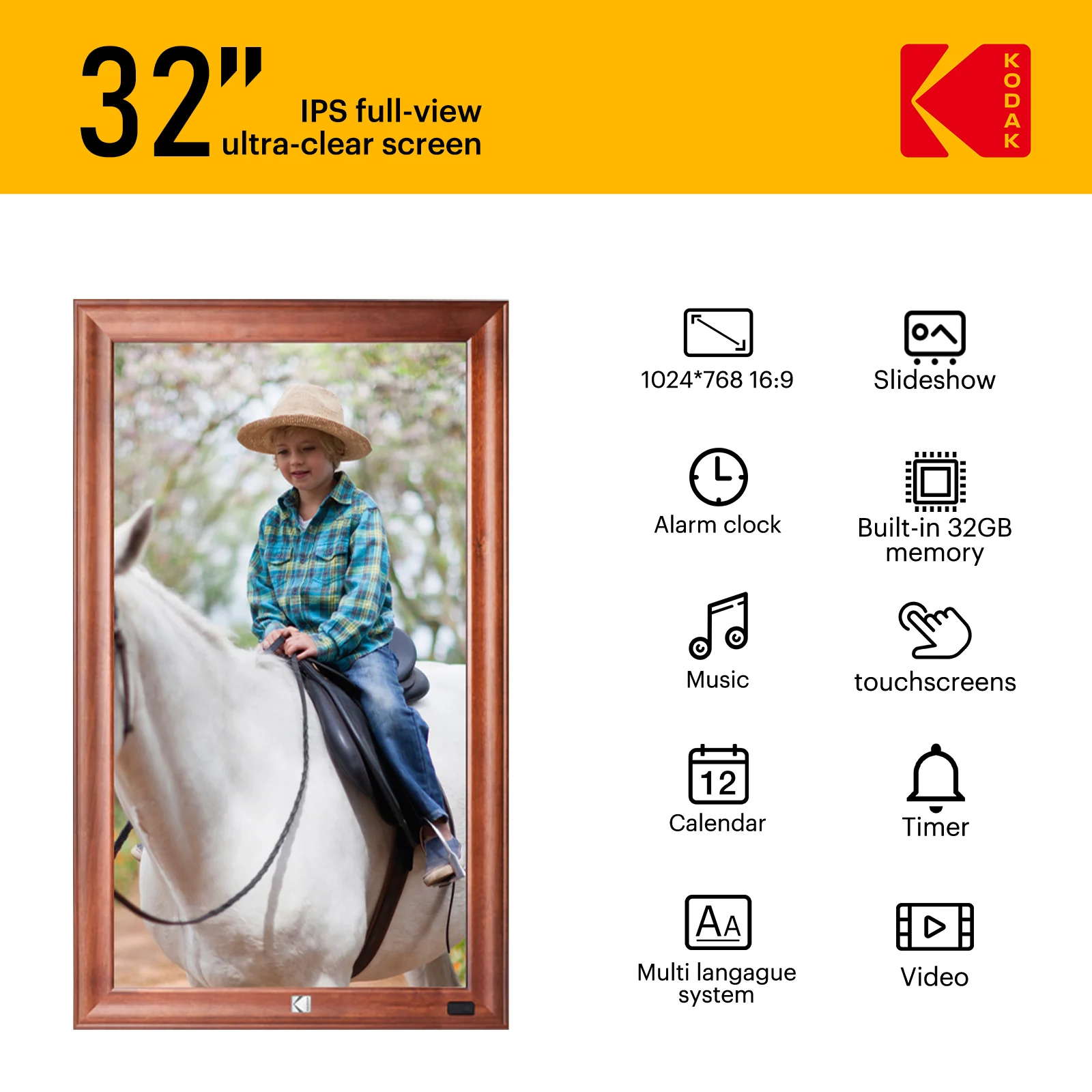 Kodak 32‘’ Wi-Fi Enabled Large Wall Screen Digital Photo Frame
