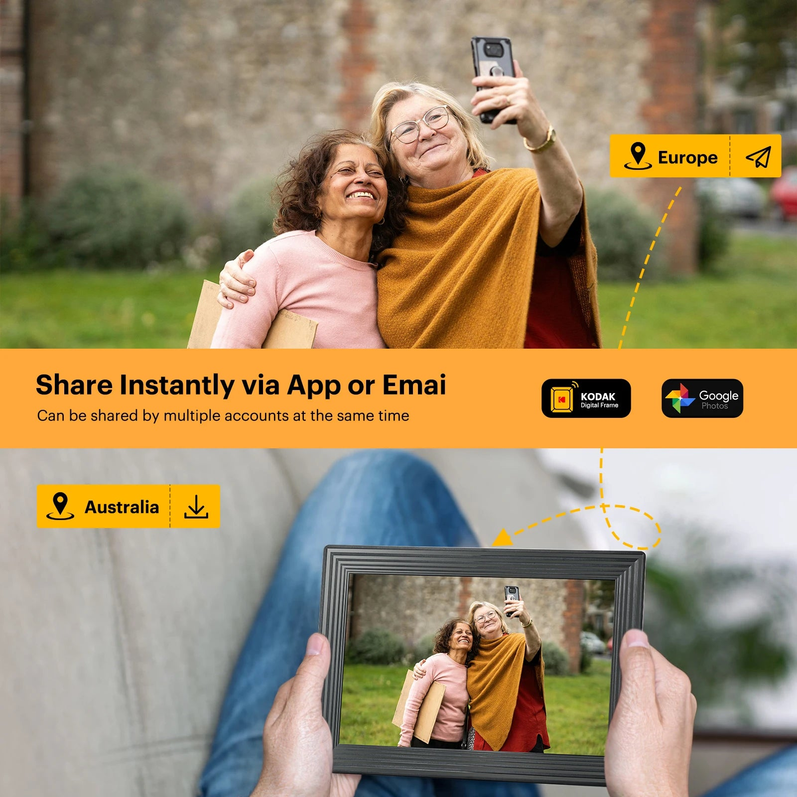 Kodak 10‘’ WiFi Digital Photo Frame 800*1280HD Touch Screen RCF-1016