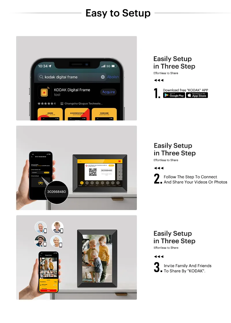 Kodak 10‘’ WiFi Digital Photo Frame 800*1280HD Touch Screen RCF-1016