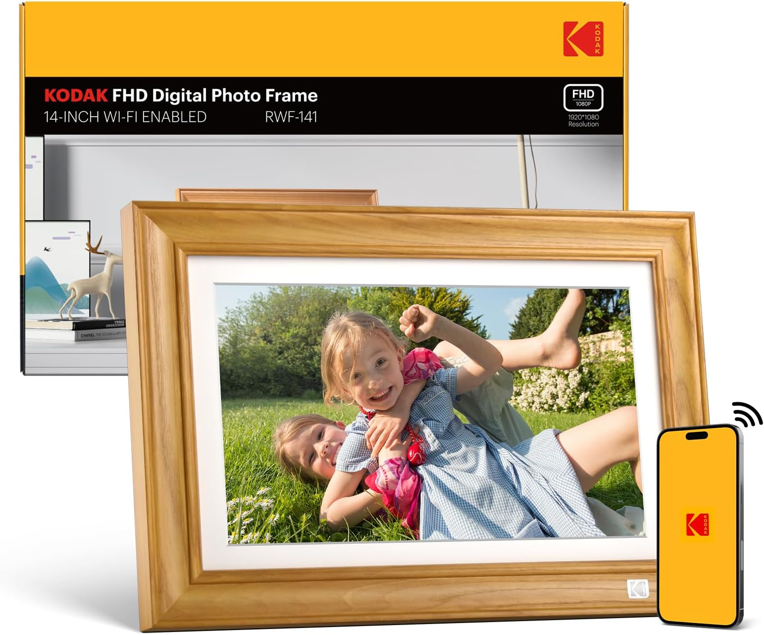 Kodak 14.1‘’ Smart WiFi Digital Picture Frame (Wood)