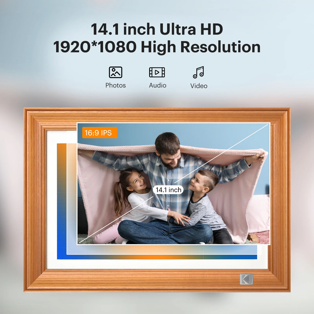 Kodak 14.1‘’ Smart WiFi Digital Picture Frame (Wood)
