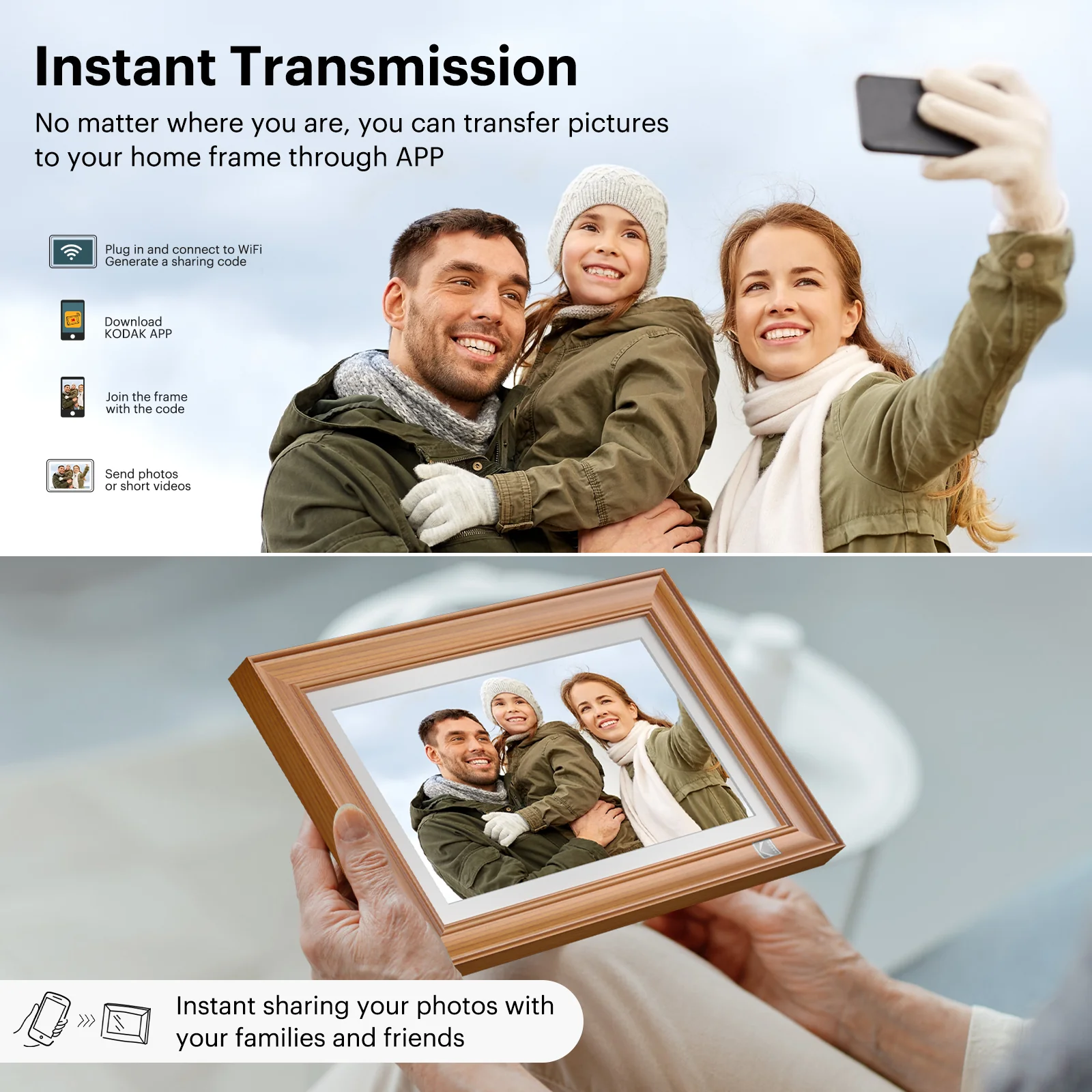 Kodak 14.1‘’ Smart WiFi Digital Picture Frame (Wood)