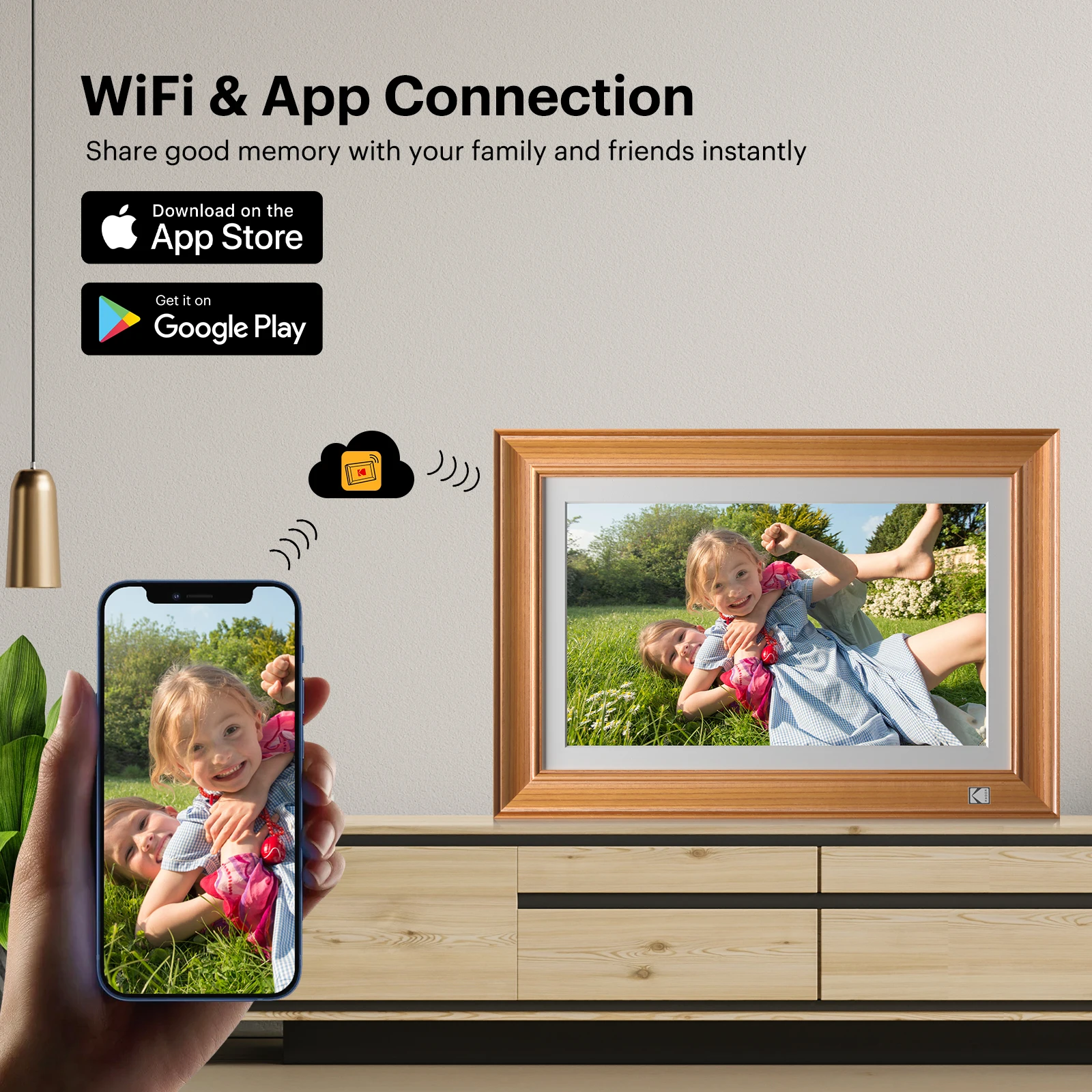 Kodak 14.1‘’ Smart WiFi Digital Picture Frame (Wood)