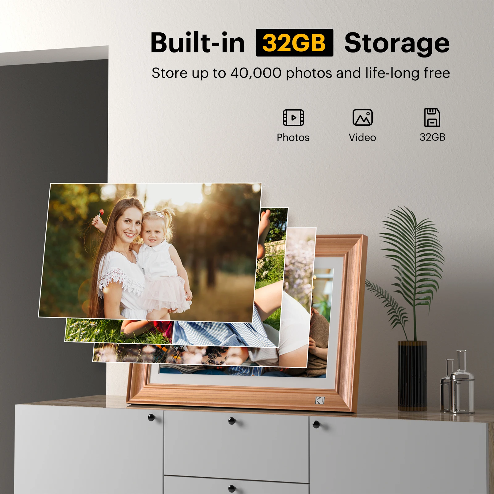 Kodak 14.1‘’ Smart WiFi Digital Picture Frame (Wood)