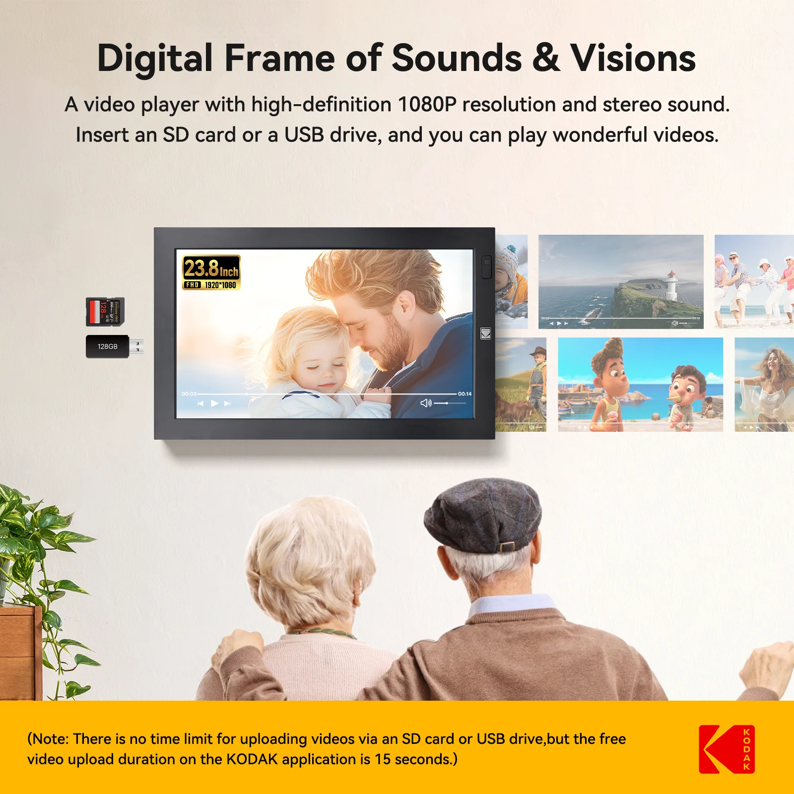 KODAK 23.8" Wi-Fi Enabled Digital Photo Frame WF238V