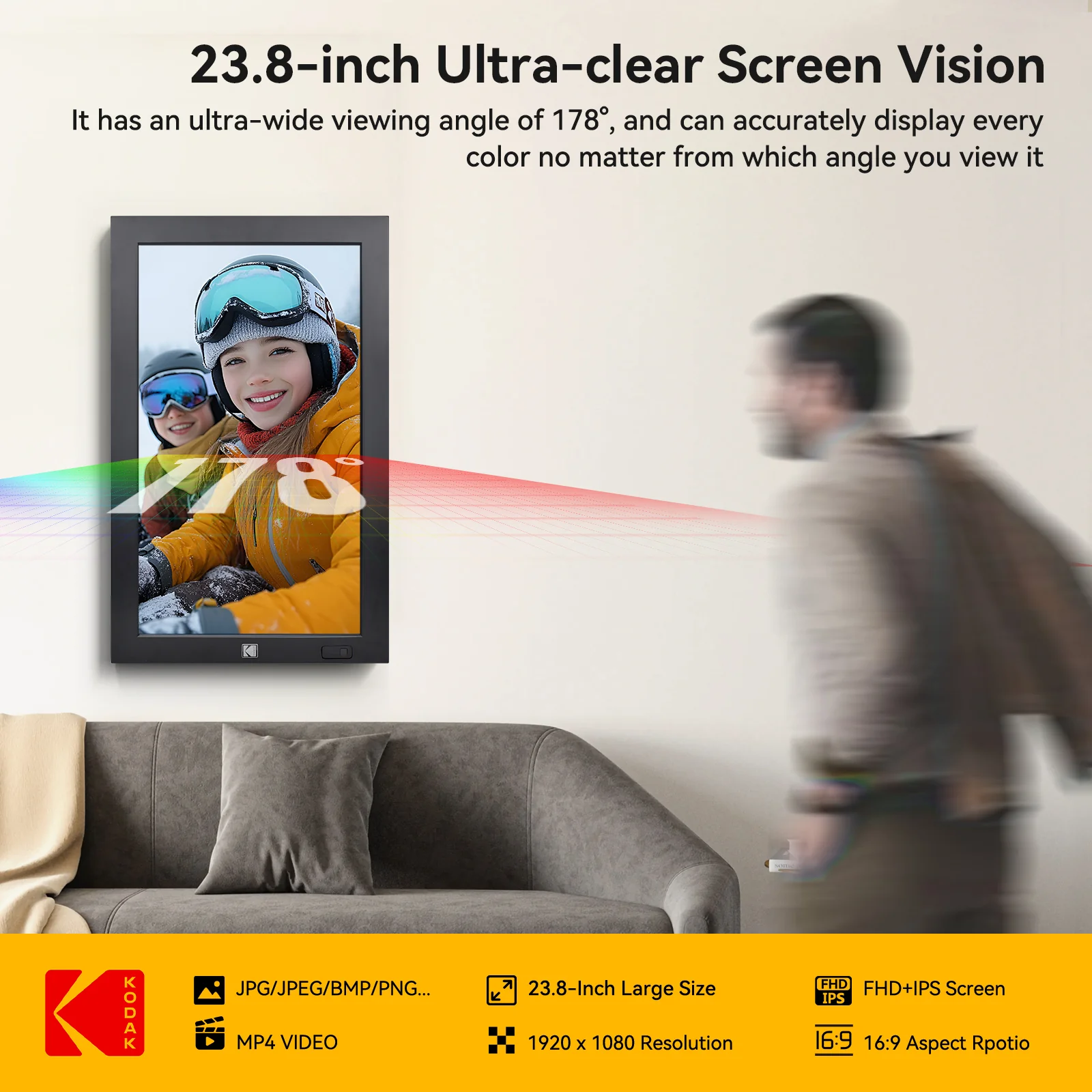 KODAK 23.8" Wi-Fi Enabled Digital Photo Frame WF238V