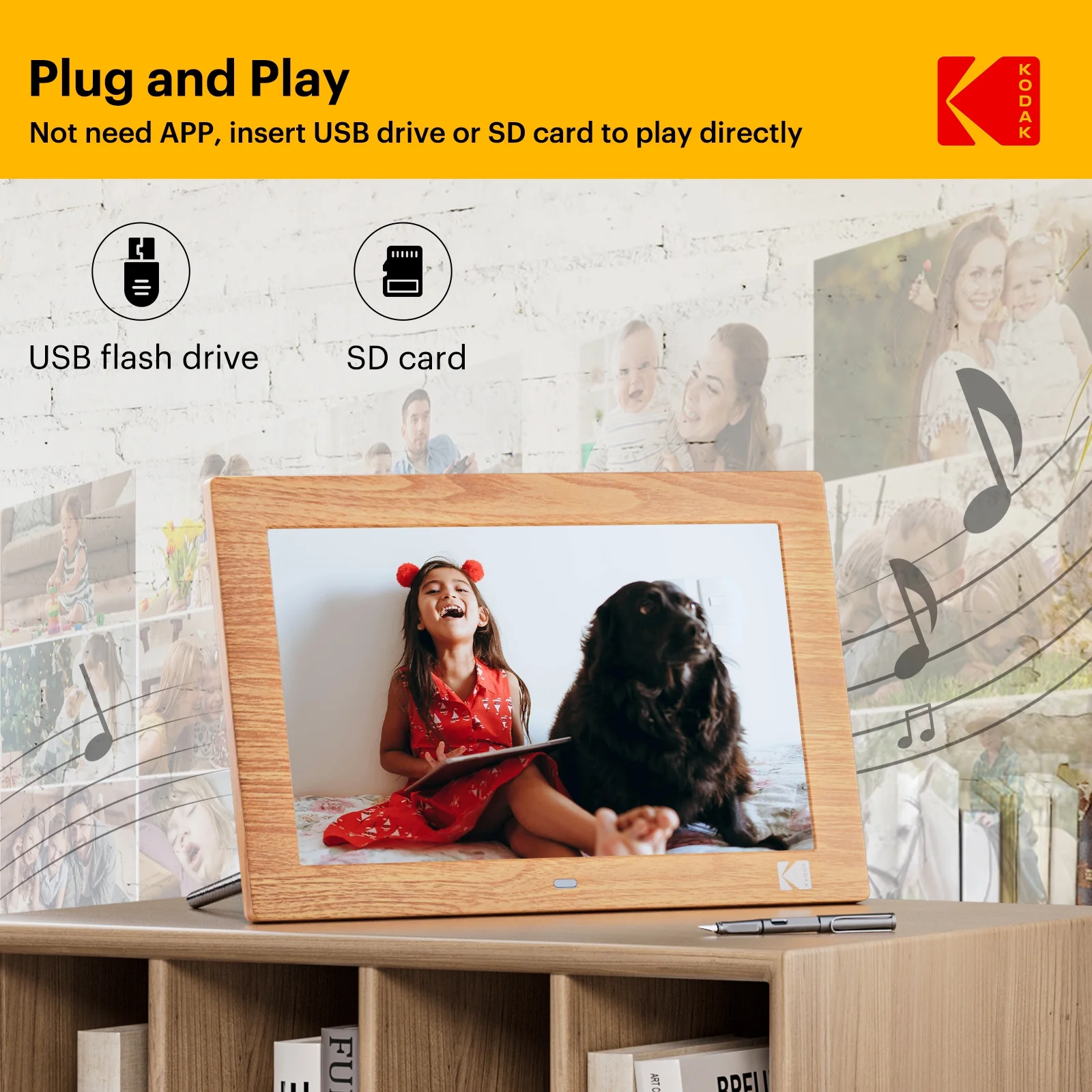 Kodak 10‘’ No WiFi Digital Picture Frame with Remote Control 1028C